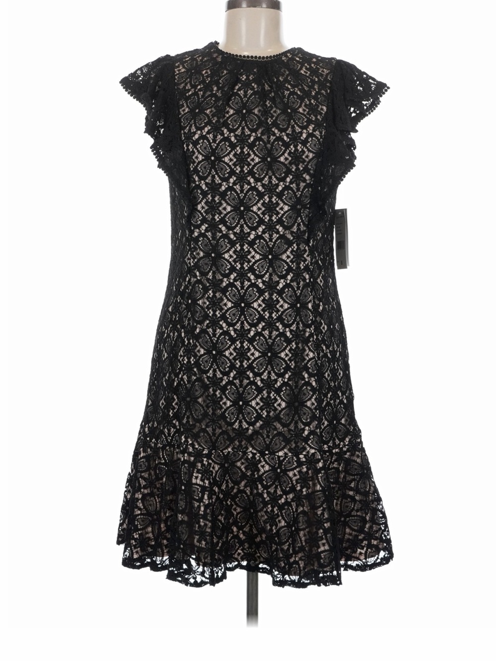 Black Lace Flutter-Sleeve Cocktail Dress Size 12